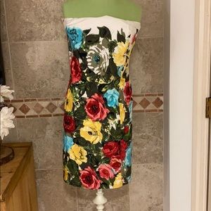 Strapless Floral Dress
